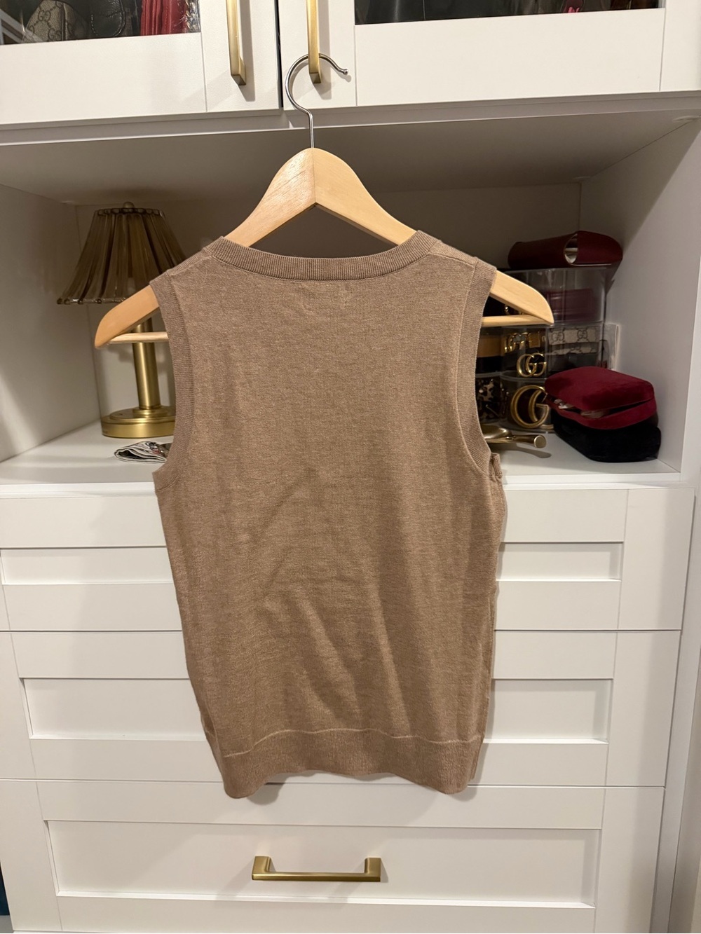 J. Crew Women's Camel Beige Sleeveless Knit Tank - Picture 3 of 3